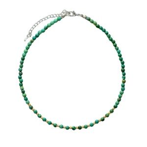 Silvertone Emerald Green Howlite Round Beaded Necklace